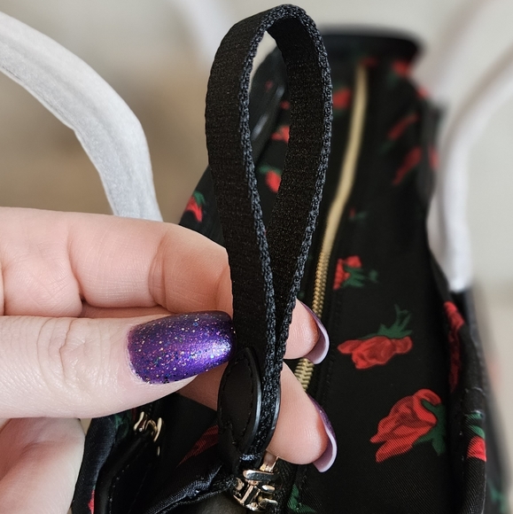 NWT Kate Spade Chelsea Rose Toss Printed Tote Black Red MSRP $349 - Picture 7 of 14